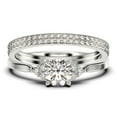 thumbnail image 1 of Dazzling Minimalist 2.25 Carat Round Cut, Affordable Diamond Moissanite Engagement Ring, Wedding Gift, Two Matching Band in 18k White Gold Plating, Gift For Her, Promise Ring, 1 of 4