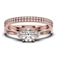 thumbnail image 1 of Dazzling Minimalist 2.25 Carat Round Cut, Affordable Diamond Moissanite Engagement Ring, Wedding Ring, Two Matching Band In 10K Solid Rose Gold, Gift For Her, Promise Ring, 1 of 4
