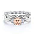 thumbnail image 1 of Dazzling Minimalist 2.25 Carat Round Cut, Affordable Morganite And Diamond Moissanite Engagement Ring, Wedding Ring, Two Matching Band in 10k Solid White Gold, Gift For Her, Promise Ring, 1 of 3