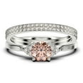 thumbnail image 1 of Dazzling Minimalist 2.25 Carat Round Cut, Affordable Morganite And Diamond Moissanite Engagement Ring, Wedding Ring, Two Matching Band in 10k Solid White Gold, Gift For Her, Promise Ring, 1 of 4