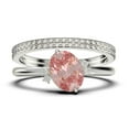 thumbnail image 1 of Dazzling Minimalist 2.50 Carat Oval Cut Morganite And Diamond Moissanite Engagement Ring, Wedding Ring, Two Matching Band in 10k Solid White Gold, Gift For Her, Promise Ring, Anniversary Gift, 1 of 4