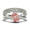 thumbnail image 1 of Dazzling Minimalist 2.50 Carat Oval Cut Morganite And Diamond Moissanite Engagement Ring, Wedding Ring, Two Matching Band in 10k Solid White Gold, Gift For Her, Promise Ring, Anniversary Gift, 1 of 4