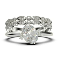 Dazzling Minimalist 2.50 Carat Oval Diamond Moissanite Engagement Ring, Wedding Ring, Two Matching Band in 925 Sterling Silver With 18k White Gold Plating Gift For Her, Promise Ring