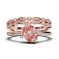 thumbnail image 1 of Dazzling Minimalist 2.50 Carat Oval Morganite And Diamond Moissanite Engagement Ring, Wedding Ring, Two Matching Band in 925 Sterling Silver With 18k Rose Gold Plating Gift For Her, Promise Ring, 1 of 4