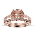 thumbnail image 1 of Dazzling Minimalist Art Deco 2.00 Carat Oval Cut Morganite And Diamond Moissanite Unique Engagement Ring, Wedding Ring, One Matching Band in 10k Solid Rose Gold, Gift For Woman, Promise Ring, 1 of 3