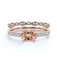 thumbnail image 1 of Dazzling Minimalist Art Deco 2.00 Carat Oval Cut Morganite And Diamond Moissanite Unique Engagement Ring, Wedding Ring, One Matching Band in 10k Solid Rose Gold, Gift For Woman, Promise Ring, 1 of 3