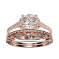 thumbnail image 1 of Dazzling Minimalist Art Deco 2.50 Carat Oval Cut Diamond Moissanite Unique Engagement Ring, Wedding Ring, Two Matching Band in 10k Solid Rose Gold, Gift For Woman, Promise Ring, 1 of 4