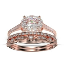 Dazzling Minimalist Art Deco 2.50 Carat Oval Cut Diamond Moissanite Unique Engagement Ring, Wedding Ring, Two Matching Band in 10k Solid Rose Gold, Gift For Woman, Promise Ring