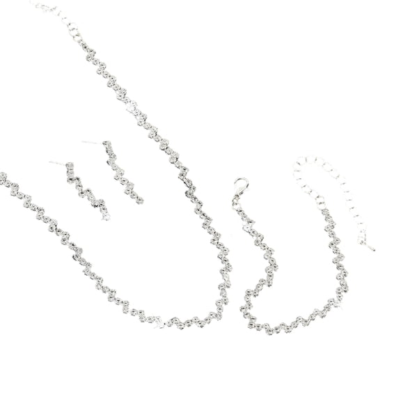 Dazzling Rhinestones Crystal Bridal Jewelry Unique Bride's Jewelry Set Rhinestones Necklace Bracelet Earrings Ensembles