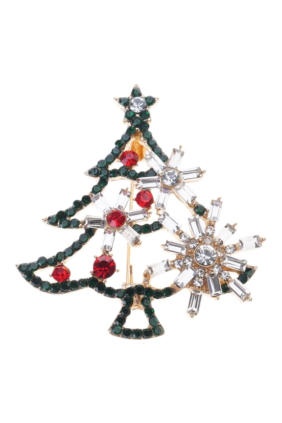 Dazzling Rhinestones Laple Pin Christmas Tree Brooch Alloy Design Badge Party Jewelry For Winter Celebration