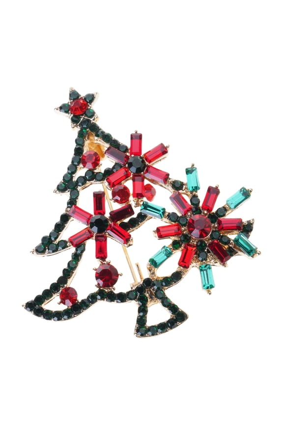 Dazzling Rhinestones Laple Pin Christmas Tree Brooch Alloy Design Badge Party Jewelry For Winter Celebration