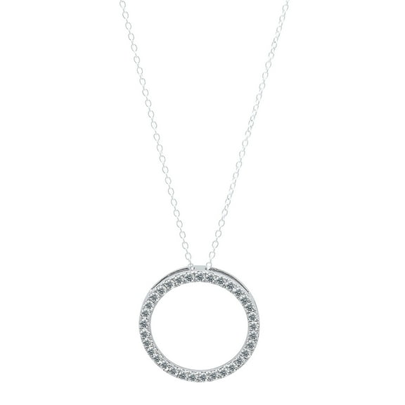 Dazzling Rock Collection 0.25 Carat Round Lab Grown White Diamond Circle Pendant with 18 inch Silver Chain for Women in 925 Sterling Silver