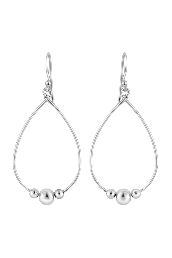 Dazzling Sliding Beads on a Teardrop Sterling Silver Dangle Earrings