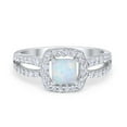thumbnail image 1 of Dazzling Split Shank Ring Lab Created White Opal 925 Sterling Silver Size 4, 1 of 6