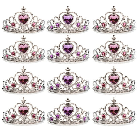 Dazzling Toys 12 Pack Princess Tiara with Pink and Purple Jewels Kids Princess Crowns 1 Dozen Great for Kids to us for Props, Dress Ups, Weddings, Halloween and More
