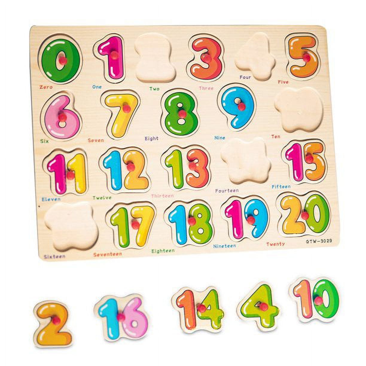 Dazzling Toys Classic Wooden Puzzle - 20 Pc Math Learning Activity Set ...