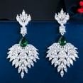 thumbnail image 1 of Dazzling White CZ Long Feather Dangling Drop Earrings for Women Costume Jewelry, 1 of 9