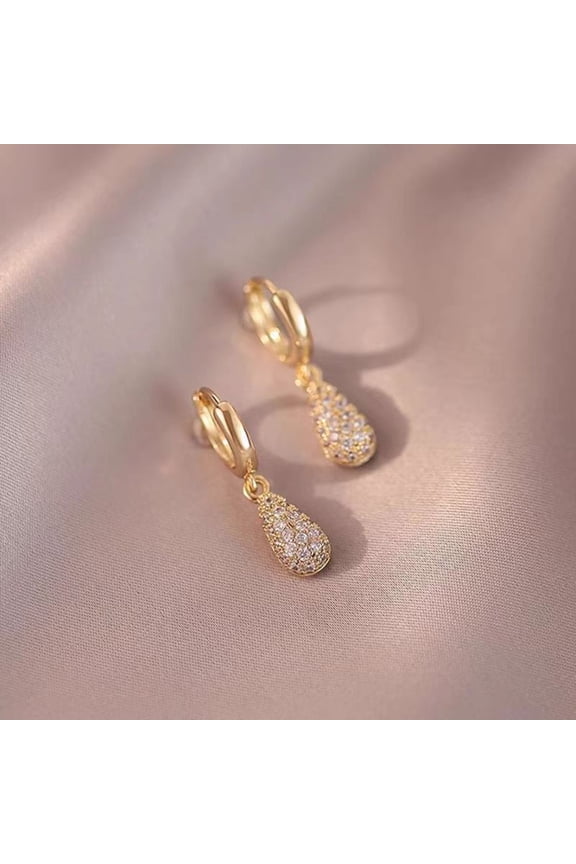 Dazzling Women's Short earrings featuring a chic water droplet inlay design