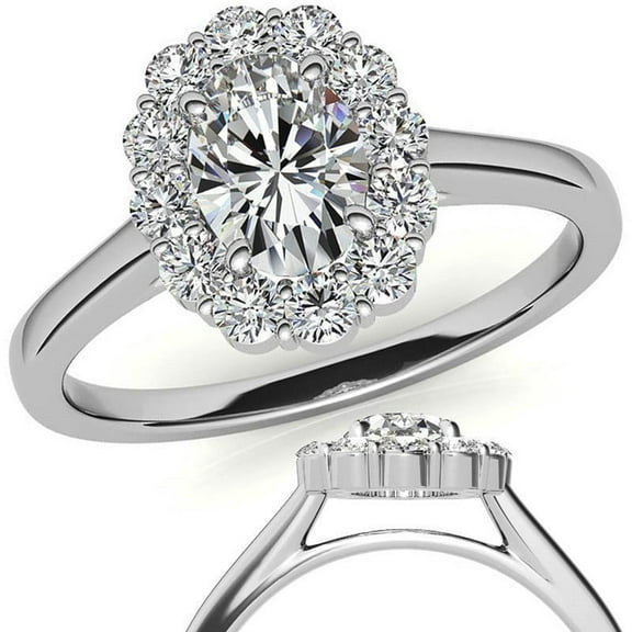 Dazzling and Timeless Double Halo Ring in White Gold Plated Ring for Women by Auory