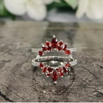 Dazzlingdaimonds Jewels 1.00 Ctw Marquise Cut Garnet Wedding Anniversary Engagement Wrap Band Ring 14K White Gold Plated 925 Sterling Silver 925 Sterling Silver -5