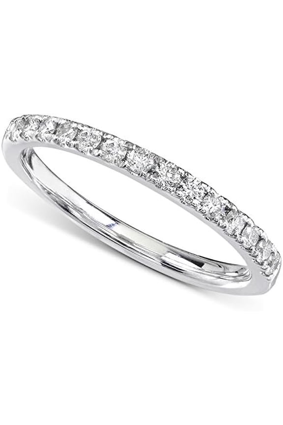 1.00Ct Round Cut White Diamond Engagement Wedding Stackable Band Ring 14K White Gold Plated 925 Sterling Silver For Women's -7.5