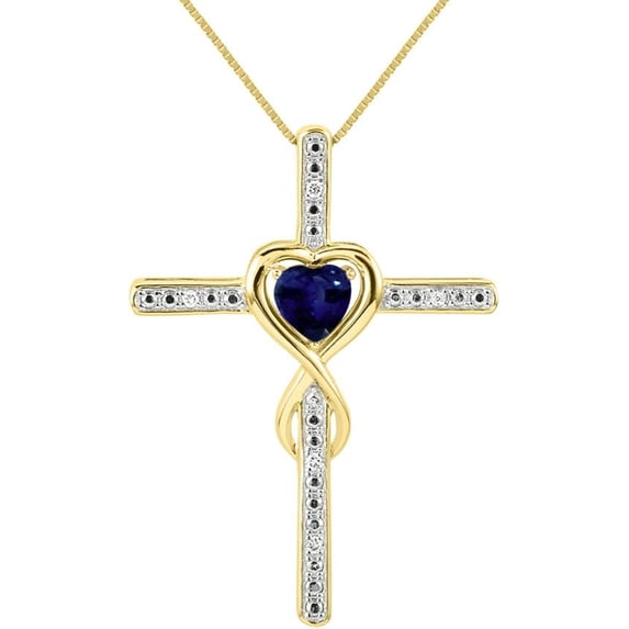Dazzlingdaimonds Jewels 1.15 Ctw Heart Cut Blue Sapphire Womens Pendant With Chain 14K Yellow Gold Plated 925 Sterling Silver