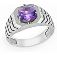 thumbnail image 1 of Dazzlingdaimonds Jewels 1.20 Ct Round Cut Purple Amethyst Wedding Engagement Band Pinky Ring 14K White Gold Plated 925 Sterling Silver For Men's -7, 1 of 3