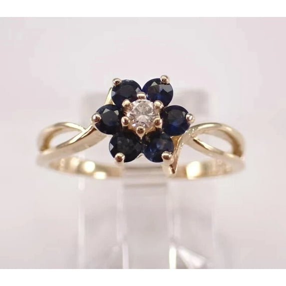 Dazzlingdaimonds Jewels 1.20 Ctw Round Cut Sapphire & Diamond Wedding Anniversary Engagement Band Ring 14K Yellow Gold Plated 925 Sterling Silver 925 Sterling Silver -8