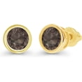 thumbnail image 1 of Dazzlingdaimonds Jewels 1.85Ct Round Cut Brown Diamond Engagement Wedding Bezel Set Screwback Stud Earring's 14K Yellow Gold Plated 925 Sterling Silver For Women's, 1 of 3