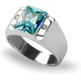 thumbnail image 1 of Dazzlingdaimonds Jewels 14K White Gold Plated 1.50 Ct Emerald Cut Blue Topaz Wedding Engagement Band Pinky Ring 925 Sterling Silver For Men's -5.5, 1 of 3