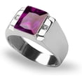 thumbnail image 1 of Dazzlingdaimonds Jewels 14K White Gold Plated 1.50 Ct Emerald Cut Purple Amethyst Wedding Engagement Band Pinky Ring 925 Sterling Silver For Men's -8.5, 1 of 3