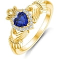 thumbnail image 1 of Dazzlingdaimonds Jewels 2.00 Ct Heart Cut Tanzanite and White Diamond Engagement Wedding Irish Claddagh Promise Band Ring 14K Yellow Gold Plated 925 Sterling Silver For Women's -4.5, 1 of 4