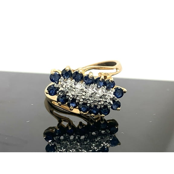 Dazzlingdaimonds Jewels 2.00 Ctw Round Cut Sapphire And White Diamond Wedding Anniversary Cocktail Band Ring 14K Yellow Gold Plated 925 Sterling Silver 925 Sterling Silver -5.5
