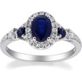 thumbnail image 1 of Dazzlingdaimonds Jewels 2.00Ct Oval Cut Blue Sapphire Diamond Engagement Wedding Band Ring 14K White Gold Plated 925 Sterling Silver For Women's -9, 1 of 4