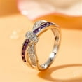 thumbnail image 1 of Dazzlingdaimonds Jewels 2.00Ct Princess Cut Amethyst & Diamond Engagement Wedding Band Ring 14K White Gold Plated 925 Sterling Silver For Women's -7.5, 1 of 4