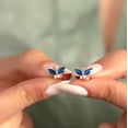 thumbnail image 1 of Dazzlingdaimonds Jewels 2.10 Ctw Marquise Cut Blue Sapphire Engagement Stud Earrings 14K Yellow Gold Plated 925 Sterling Silver For Womens, 1 of 2