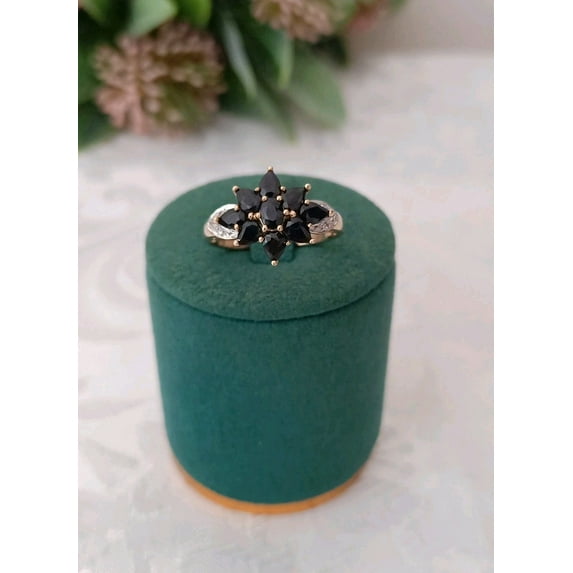 Dazzlingdaimonds Jewels 2.10 Ctw Oval Cut Sapphire And White Diamond Wedding Anniversary Cluster Band Ring 14K Yellow Gold Plated 925 Sterling Silver 925 Sterling Silver -10