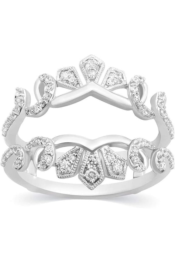 2.12 Ct Round Cut White Diamond Engagement Wedding & Engagement Enhancer Guard Wrap Ring 14K White Gold Plated 925 Sterling Silver For Women's -8