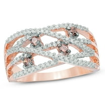 Dazzlingdaimonds Jewels 2.40 Ct Round Cut Champagne and White Diamond Engagement Wedding Promise Flower Band Ring 14K Rose Gold Plated 925 Sterling Silver For Women's -9