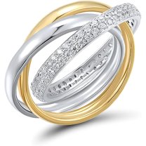 Dazzlingdaimonds Jewels 3.00 Ct Round Cut White Diamond Engagement Wedding Promise Crisscross Band Ring 14K 2 Tone Gold Plated 925 Sterling Silver For Women's -8