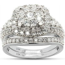 Dazzlingdaimonds Jewels 3.00 Ctw Round Cut White Diamond Wedding Anniversary Bridal Set Ring 14K White Gold Plated 925 Sterling Silver 925 Sterling Silver -8.5