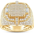 thumbnail image 1 of Dazzlingdaimonds Jewels 4.00 Ct Round Cut White Diamond Engagement Square Frame Anniversary Wedding Band Ring 14K Yellow Gold Plated 925 Sterling Silver For Men's -7, 1 of 4