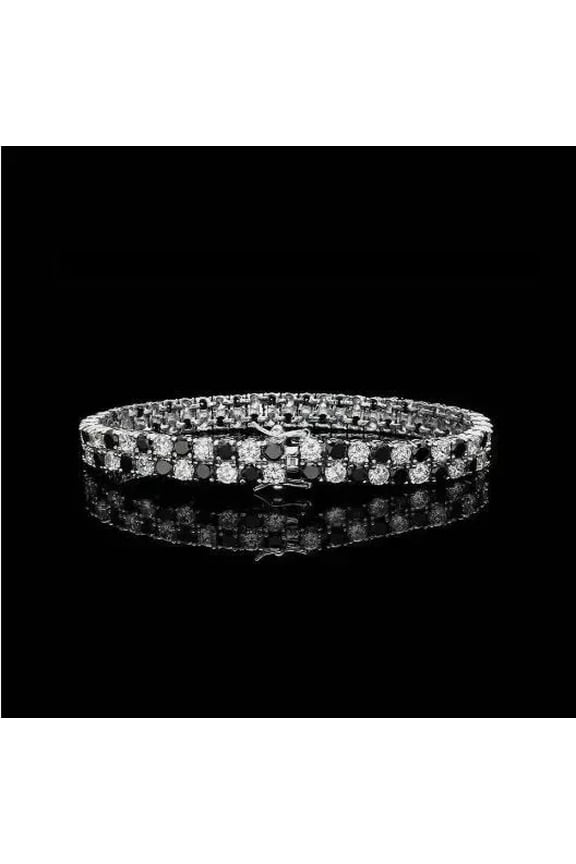 7.00 Ctw Round Cut Black Diamond Womens Tennis Bracelet 14K White Gold Plated 925 Sterling Silver