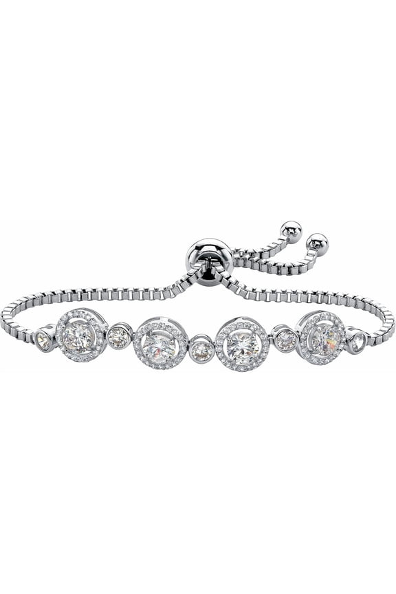 7.00 Ctw Round Cut Diamond Womens Bolo Bracelet 14K White Gold Plated 925 Sterling Silver