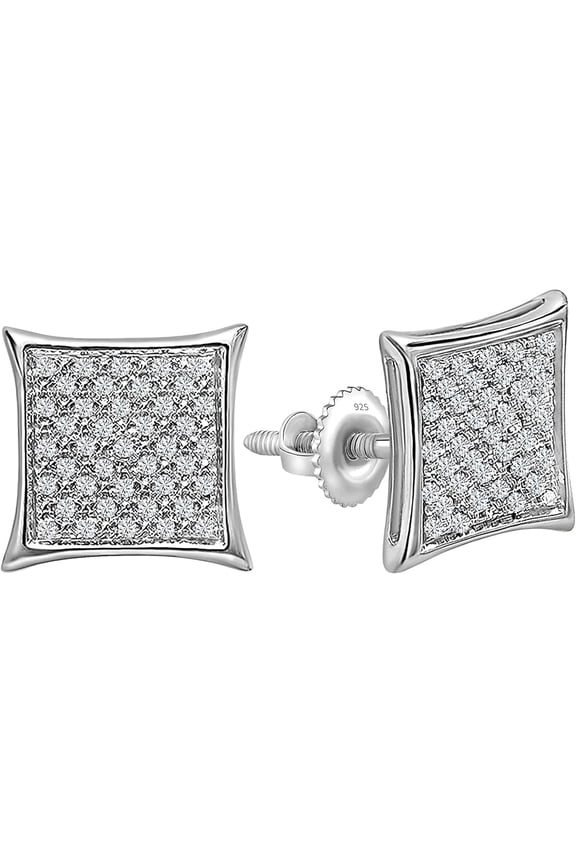 925 Sterling Silver 1.30 Ct Round Cut Black Diamond Cube Unisex Stud Earring's 14K Black Gold Plated