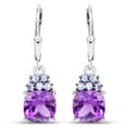 thumbnail image 1 of Dazzlingdaimonds Jewels 925 Sterling Silver 1.40 Ct Cushion Cut Amethyst and Tanzanite Lever Back Drop Earring's 14K White Gold Plated For Women's, 1 of 1