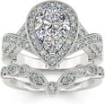thumbnail image 1 of Dazzlingdaimonds Jewels 925 Sterling Silver 2.30 Ct Pear Cut White Diamond Wedding Engagement Thanksgiving Christmas Bridal Ring Set 14K White Gold Plated For Women's -7, 1 of 5