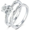 thumbnail image 1 of Dazzlingdaimonds Jewels 925 Sterling Silver 2.75 Ct Oval Cut White Diamond Wedding Engagement Thanksgiving Christmas Bridal Ring Set 14K White Gold Plated For Women's -4, 1 of 3