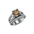 thumbnail image 1 of Dazzlingdaimonds jewels Women's 925 Sterling Silver 2.50 Ct Round Cut Brown & White Diamond Engagement Wedding Thanksgiving Christmas Bridal Ring Set 14K Black Gold Plated -9, 1 of 1