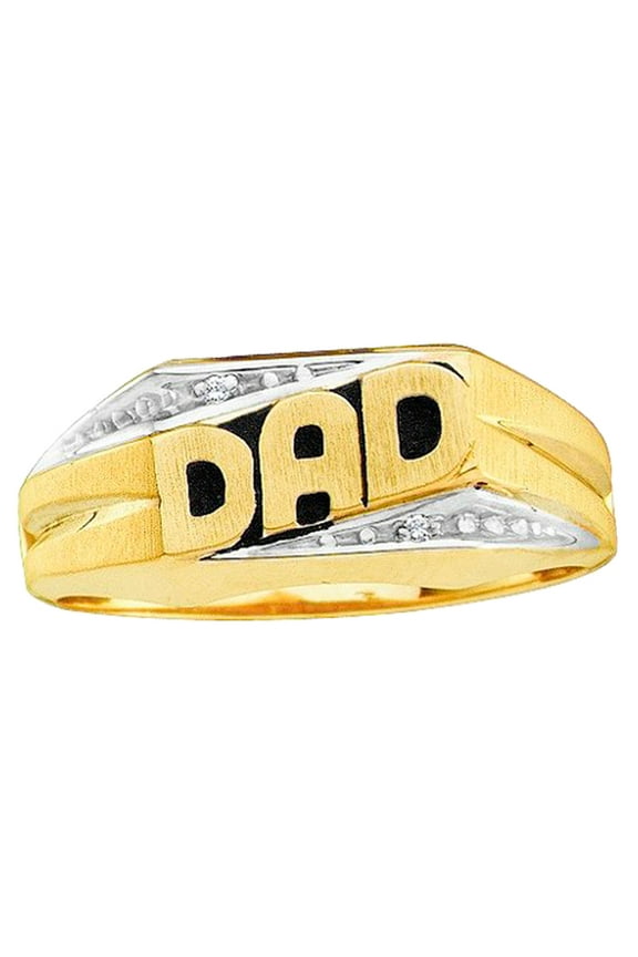 Collection 0.01 Carat (ctw) 10K Round White Diamond Men's DAD Ring, Yellow Gold, Size 10